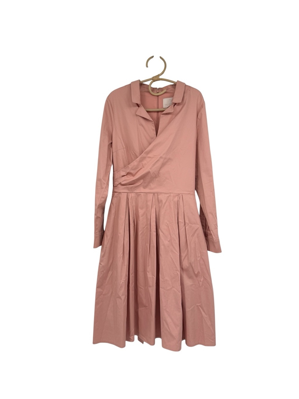 Gal Meets Glam Elisabetta Rose Pink  Surplice Wrap Top Pleated Skirt Dress -14 - Picture 3 of 14